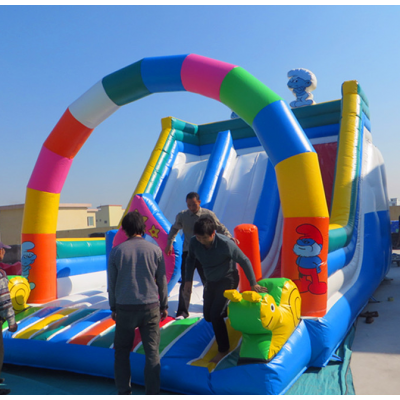 New design giant outdoor inflatable bounce with water slide for kids