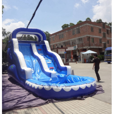 Double lane giant inflatable water slides with pool for outdoor